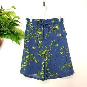 Anthropologie Lemon Tree and Bird Paper Bag Bermuda Shorts Size XS NWOT